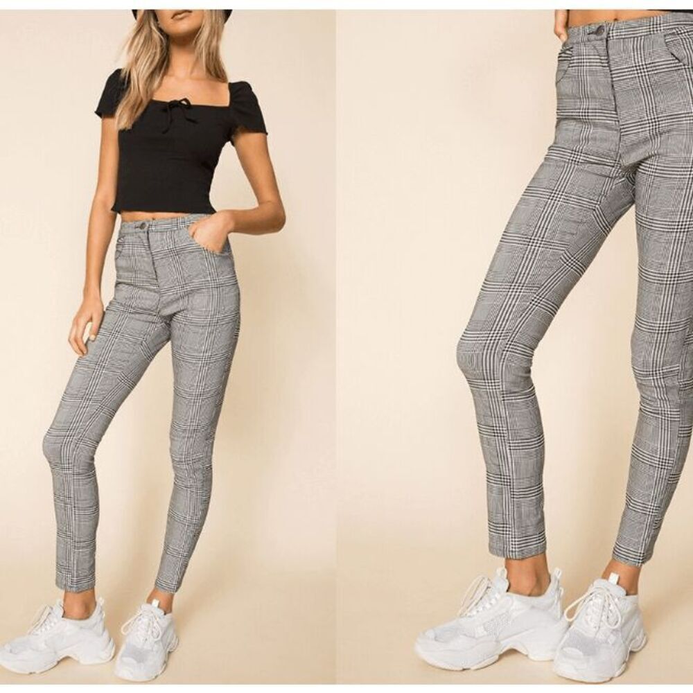 superdown Gray Plaid Skinny Pants